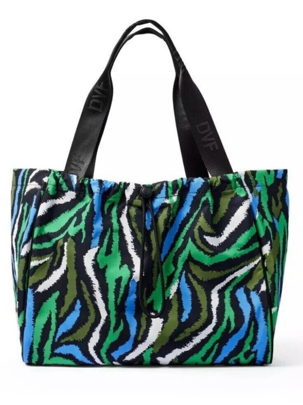 Diane Von Furstenberg x Target Green & Blue Zebra-Print Tote Bag